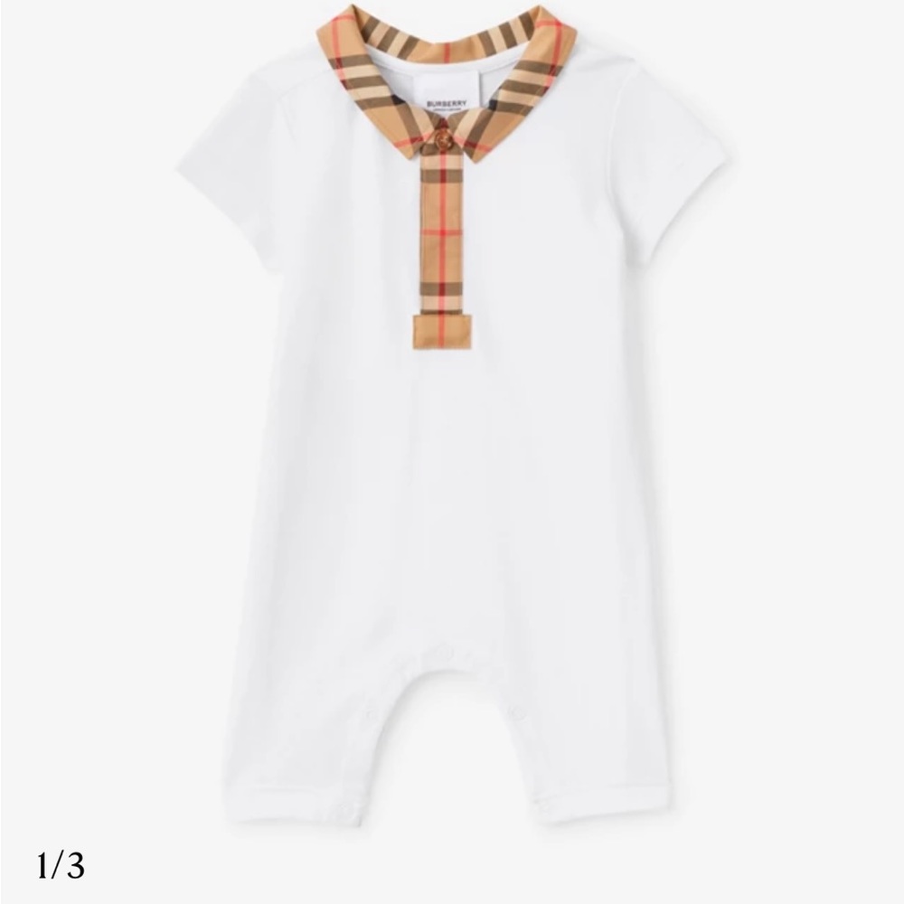 Burberry Check Trim Cotton Playsiit